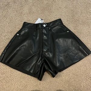 WeWoreWhat flare vegan leather shorts NWT
